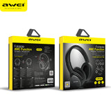 AWEI A950BL Sport IPX4 ANC Active Wire and Wireless USB Charging Noise Reduction Stereo Retractable Arm Headphones with Microphone