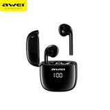 AWEI TWS T28P True Wireless Earbuds LED Digital Display With Microphone Low Latency For Playing Game Sport