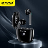 AWEI TWS T28P True Wireless Earbuds LED Digital Display With Microphone Low Latency For Playing Game Sport