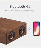 MyM Q5C Portable Wooden Bluetooth 4.2 Speaker 3W*4 Horn Support FM TF Card AUX in Subwoofer