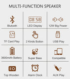 MyM Q5C Portable Wooden Bluetooth 4.2 Speaker 3W*4 Horn Support FM TF Card AUX in Subwoofer