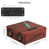 MyM Q5C Portable Wooden Bluetooth 4.2 Speaker 3W*4 Horn Support FM TF Card AUX in Subwoofer