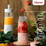 VITAMER 350ml Mini Electric Portable Blender Juicer Cup USB Rechargeable Food Processor Fruit Juice Maker Mixer Cup Smoothie Maker Protein Shaker Bottle Hand Blender Handhold Blender